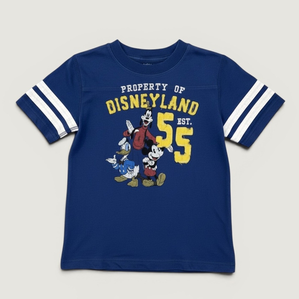 Disney Parks T-Shirt Kids XS Blue Good Property of Disneyland Mickey Goofy‎ 55